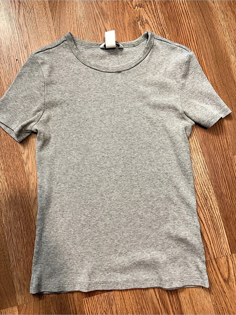 H&M Ribbed Short Sleeve Tee Gray